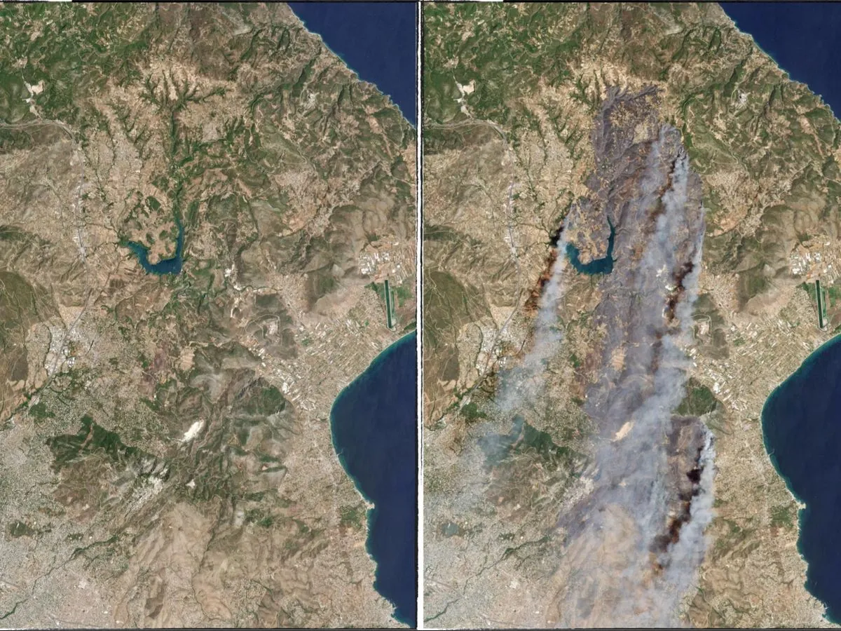 Massive Wildfire Near Athens Burns 104 sq. km, Prompts International Aid