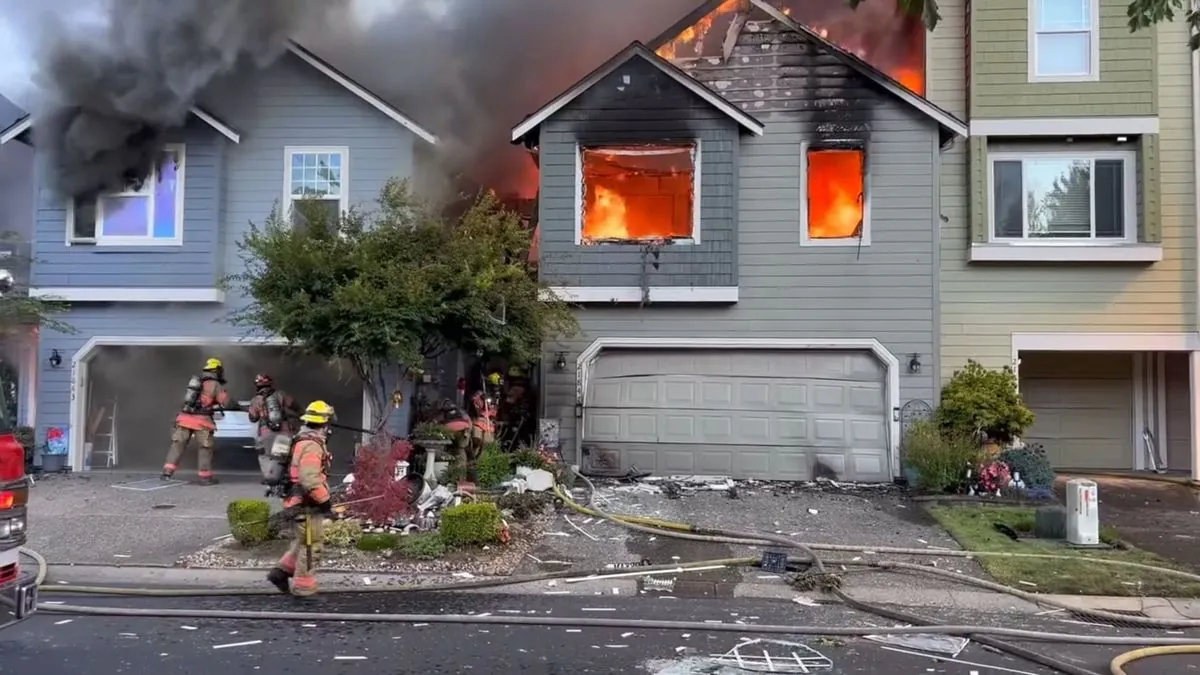 Small Plane Crashes into Oregon Townhouses, Sparking Fires