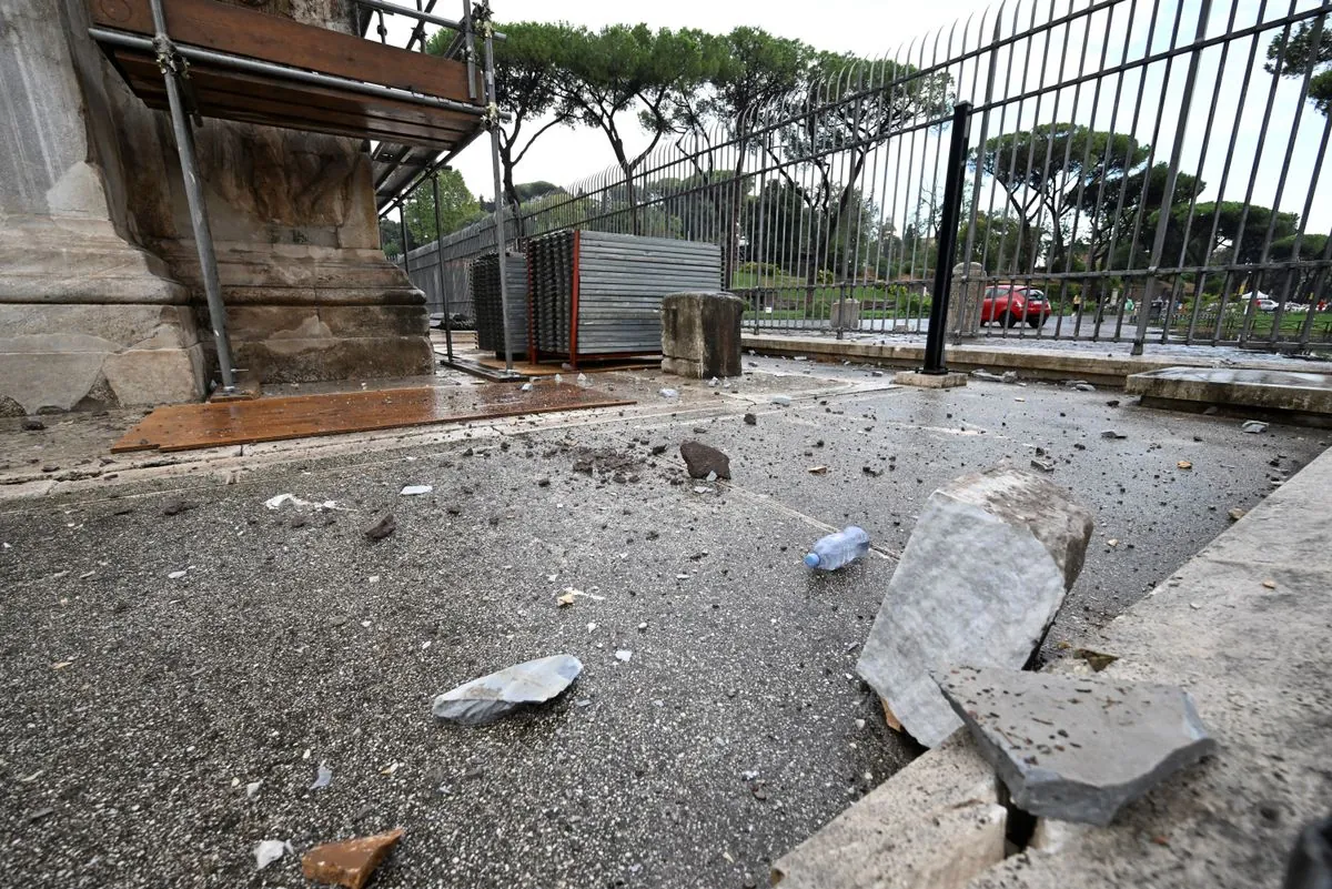 Ancient Roman Arch Struck by Lightning in Severe Rome Storm