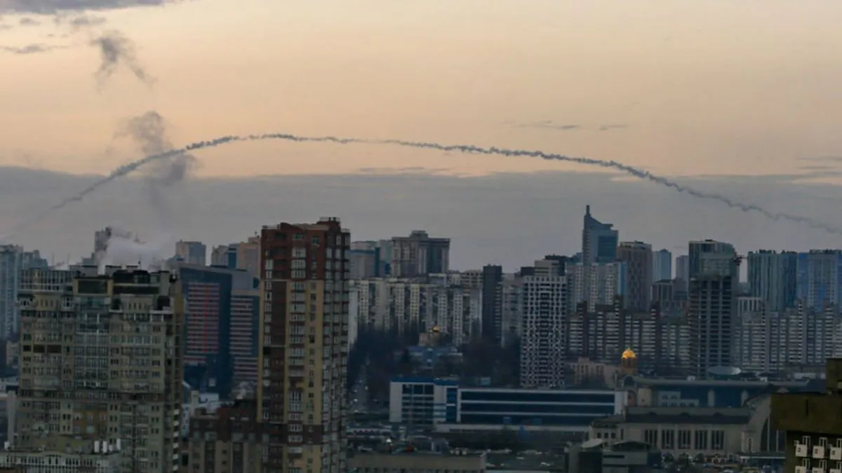 Kyiv Repels Russian Missile Strike, Debris Scatters Across City