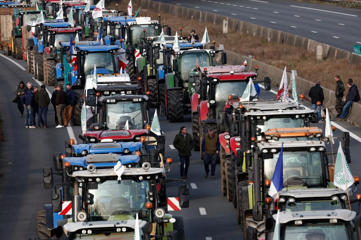 French farmers block roads near Paris over South American trade plans