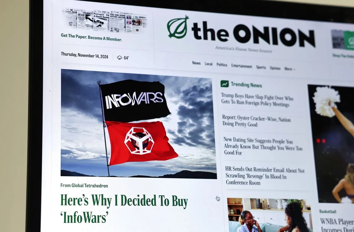 Alex Jones' website auction sparks legal battle between The Onion and supplement company