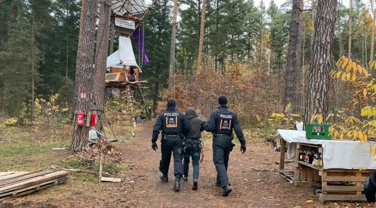 Police try to remove eco-activists from trees near Tesla's Berlin factory