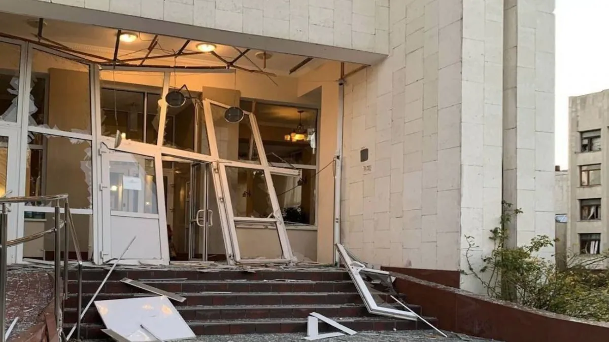 Security guard hurt as drone debris hits Kyiv medical facility at night