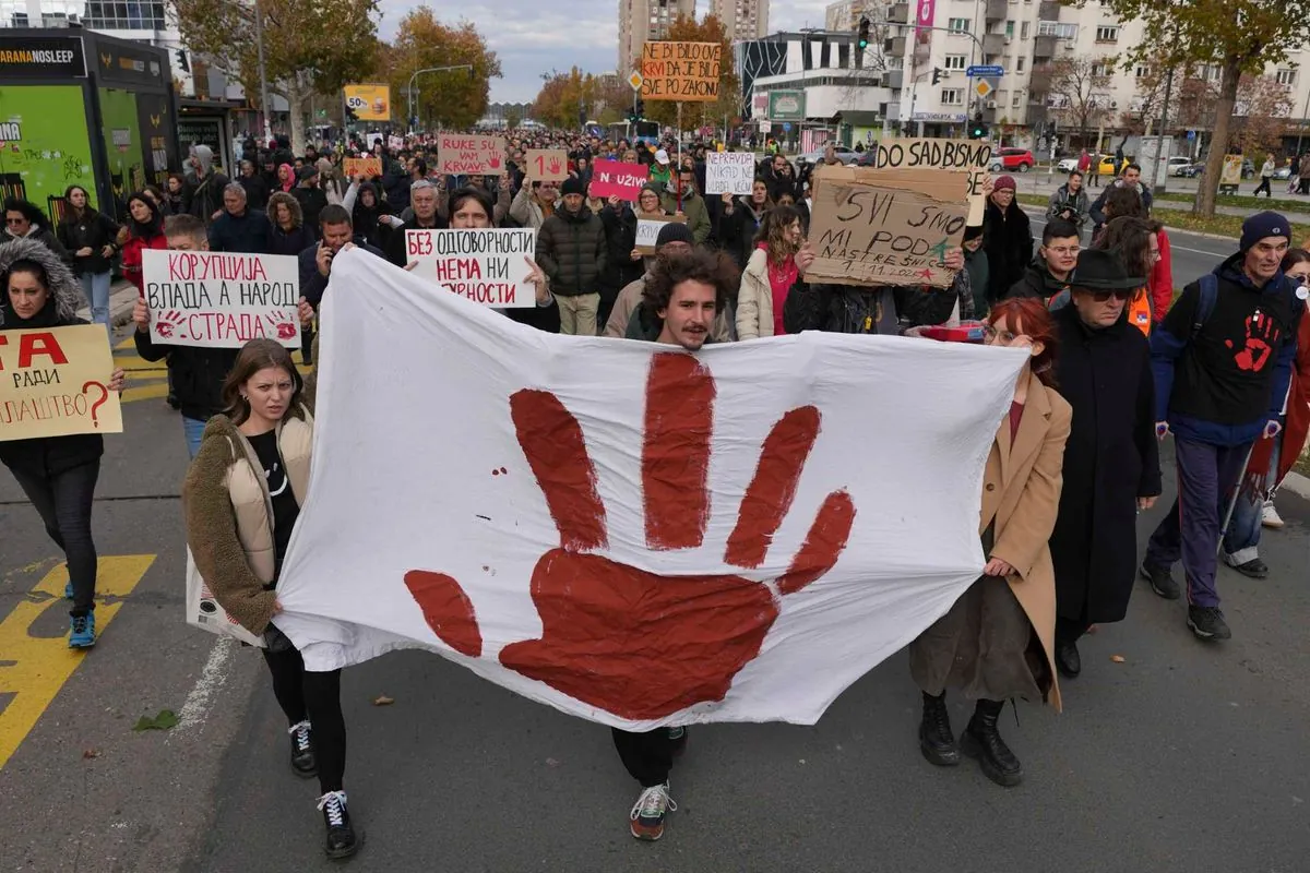 Novi Sad residents paint city red in memory of railway station victims